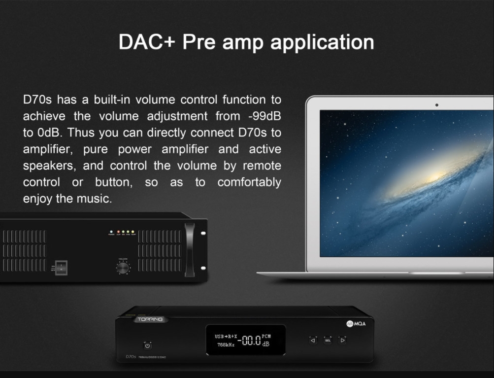 Dac/amp Topping D70s MQA