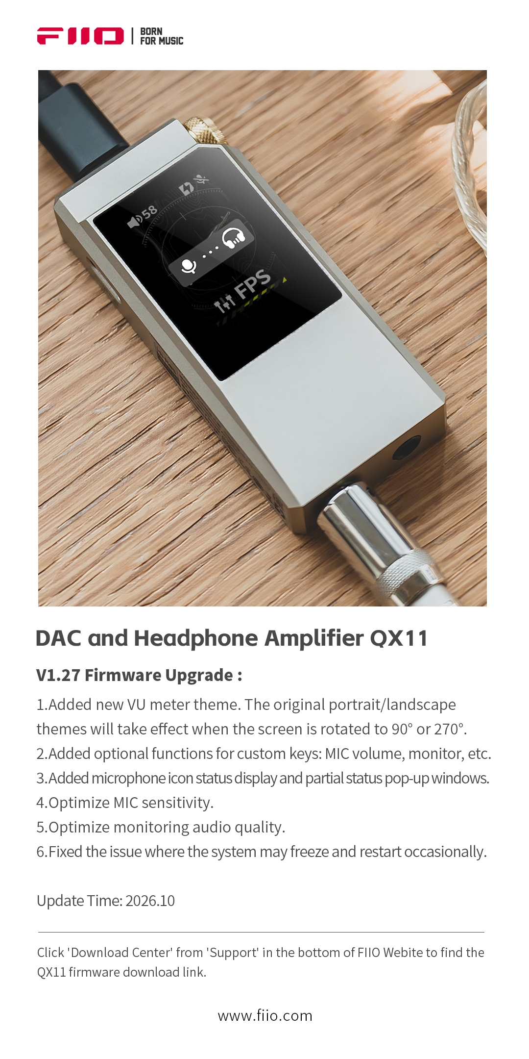 Bản cập nhật firmware V1.27 cho dongle DAC FiiO QX11