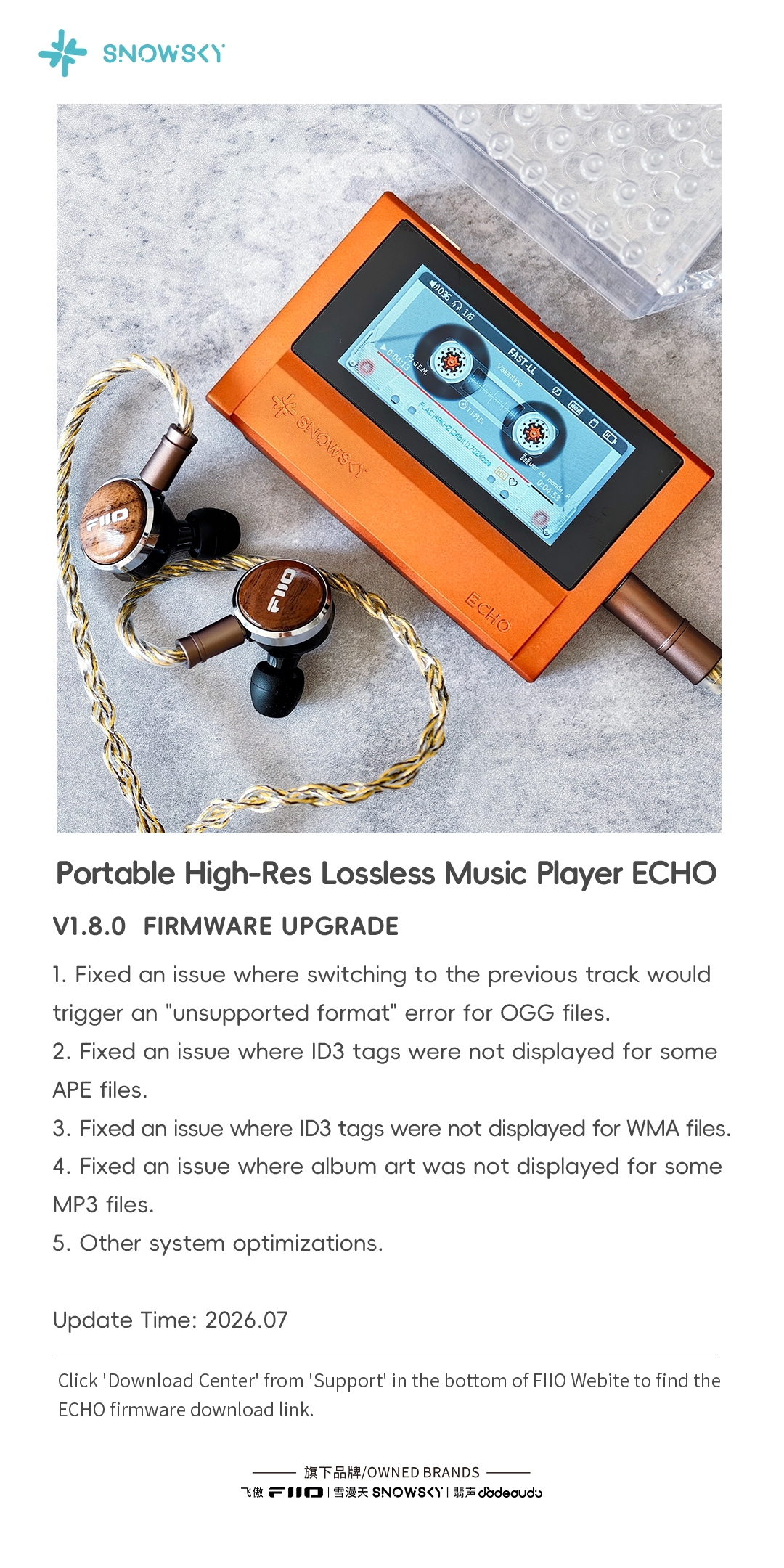 FiiO Phát Hành Firmware Mới Cho FiiO SNOWSKY ECHO MINI, FiiO SNOWSKY ECHO và FiiO SNOWSKY ECHO NANO