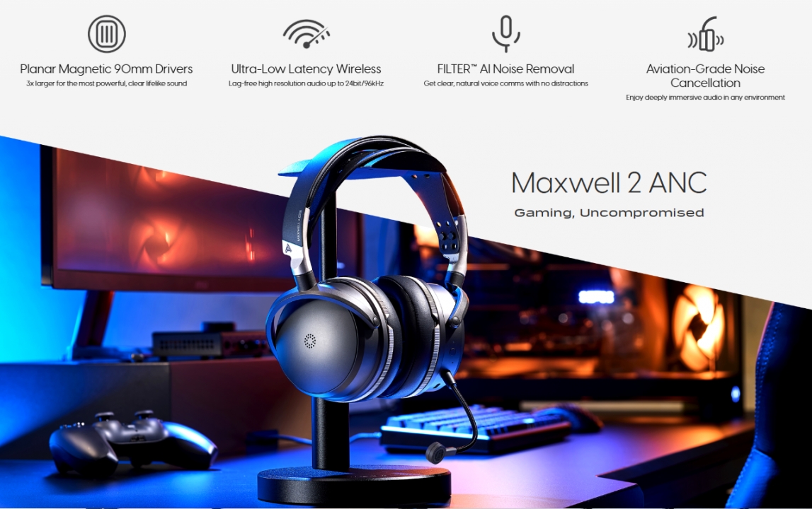 Audeze Maxwell 2 ANC Đã Sẵn Hàng Tại Fitgearshop – Tai Nghe Gaming Planar Magnetic 90mm Có Chống Ồn Chủ Động