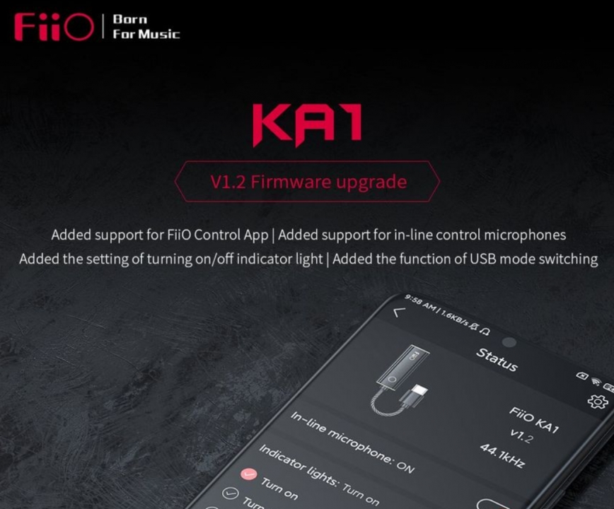 Bản cập nhật Firmware V1.2 mới nhất cho FiiO KA1 