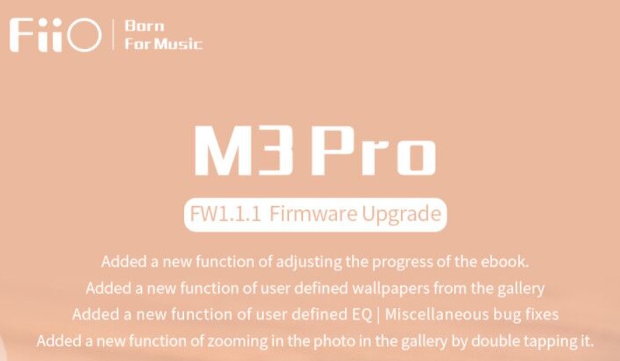 Cập nhật Firmware FW1.1.1 mới cho máy nghe nhạc Fiio M3 Pro