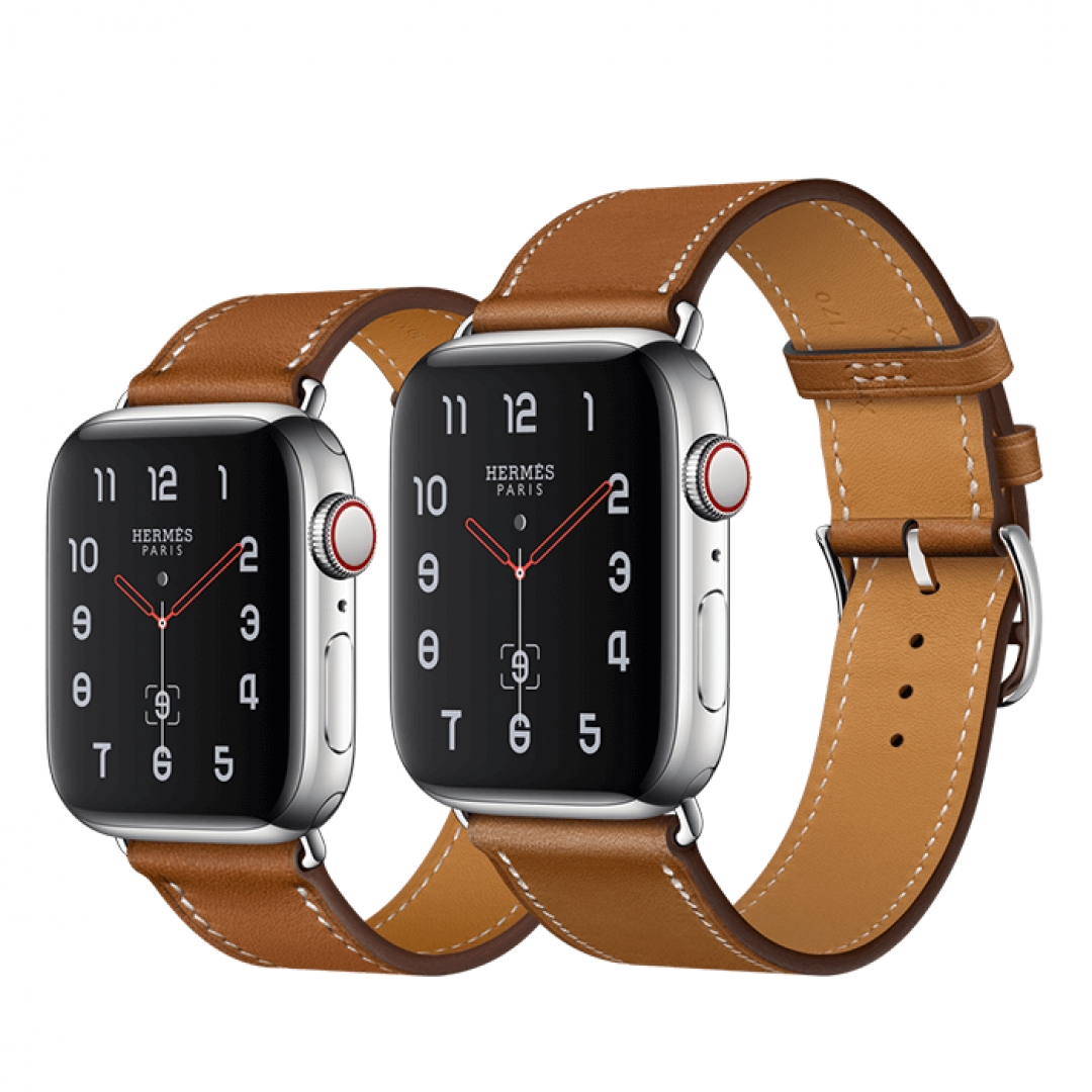 Apple Watch Series 4  Hermès Stainless Steel Case with Fauve Barenia Leather Single Tour
