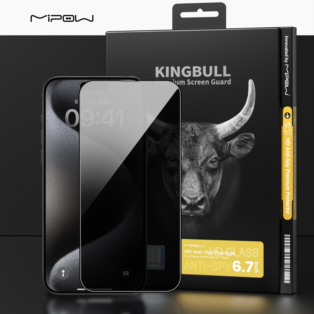 Cường lực chống nhìn trộm MiPow Kingbull Anti-Spy Premium HD iPhone 15 Series